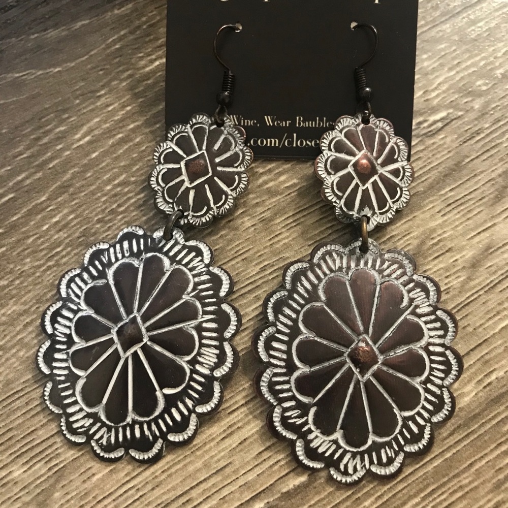 Double Concho Drop Earrings